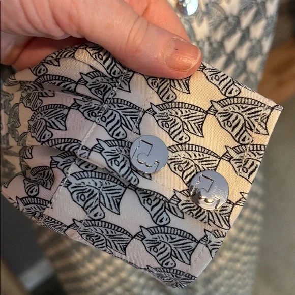 Tory Burch Blue Mini Zebra Printed Viscose & Silk Shirt Dress - Picture 6 of 15